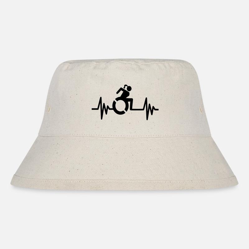 Herzfrequenz-Rollstuhl für Frauen * - Stanley/Stella recycelter Bucket Hat - Naturweiß