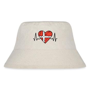Denmark Heartbeat Line Danish Flag Love Design - Stanley/Stella Recycled Bucket Hat - natural - Front