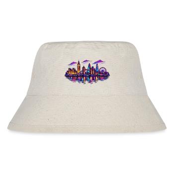 Neon London Skyline Nacht - Stanley/Stella recycelter Bucket Hat - Naturweiß - Vorne