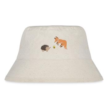 Fuchs und Igel spielen mit einer Kastanie Fußball - Stanley/Stella recycelter Bucket Hat - Naturweiß - Vorne