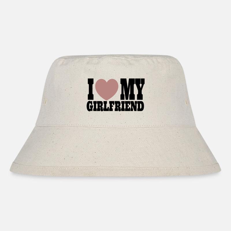 I Love my Girlfriend Partnerschaftsmotiv - Stanley/Stella recycelter Bucket Hat - Naturweiß