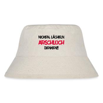 Nicken Lächeln, Arschloch Denken - Stanley/Stella recycelter Bucket Hat - Naturweiß - Vorne