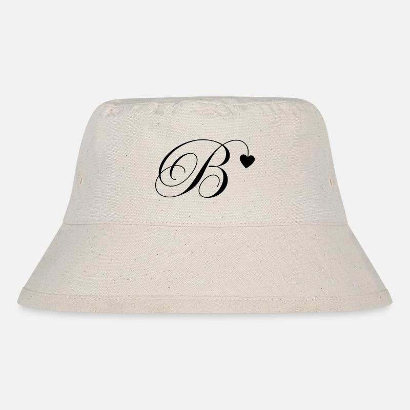 Buchstabe b Herz Kalligraphie - Stanley/Stella recycelter Bucket Hat - Naturweiß