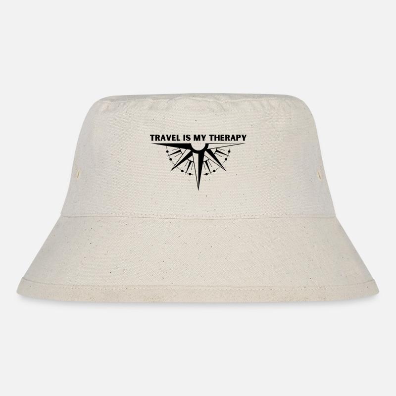 TRAVEL IS MY THERAPY (3) - Stanley/Stella recycelter Bucket Hat - Naturweiß