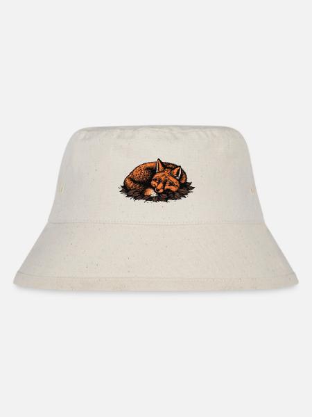 Schlafender Fuchs auf Herbstblättern - Stanley/Stella recycelter Bucket Hat - Naturweiß