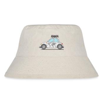 Auto mit Koffer Weltkarte Grau - Stanley/Stella recycelter Bucket Hat - Naturweiß - Vorne