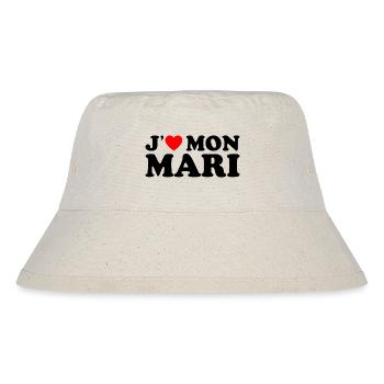J'aime Mon Mari Cadeau Femme Mariée Coeur Rouge - Bob recyclé Stanley/Stella - blanc naturel - Devant