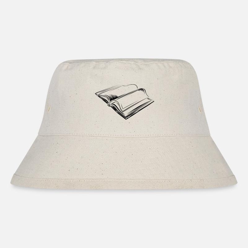 Buch book Illustration sketch icon Symbol Bücher - Stanley/Stella recycelter Bucket Hat - Naturweiß