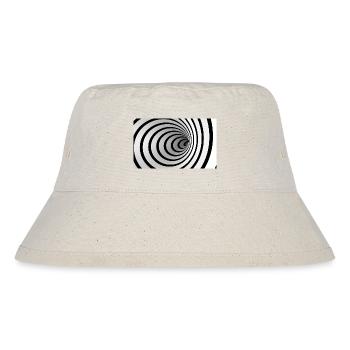 Schwarz-Weiß-Spiralwirbel - Stanley/Stella recycelter Bucket Hat - Naturweiß - Vorne