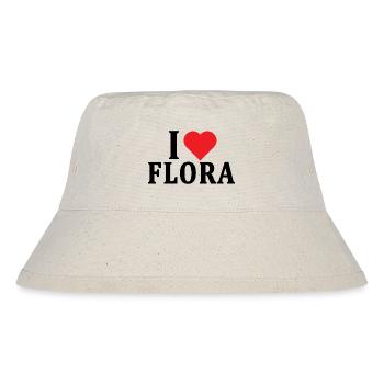 T-Shirt I love Flora T-Shirt Geschenkidee - Stanley/Stella recycelter Bucket Hat - Naturweiß - Vorne