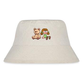 Cartoon Teddy Bear And Doll - Stanley/Stella Recycled Bucket Hat - natural - Front