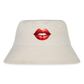 Rote Lippen soll man Küssen - Stanley/Stella recycelter Bucket Hat - Naturweiß - Vorne