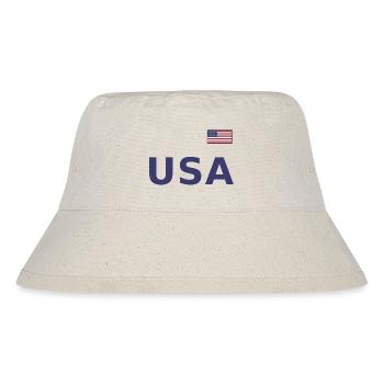 TEAM USA amerikanische Flagge Fahne über Schrift - Stanley/Stella recycelter Bucket Hat - Naturweiß - Vorne