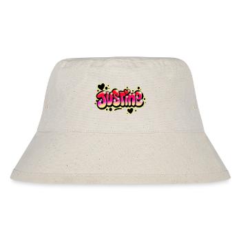 Justine Graffiti Name Printable Bubbles Hearts - Stanley/Stella Recycled Bucket Hat - natural - Front