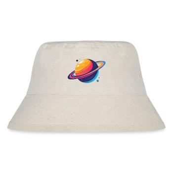 Neon Planetenkosmos Planet mit Ring und Monden - Stanley/Stella recycelter Bucket Hat - Naturweiß - Vorne
