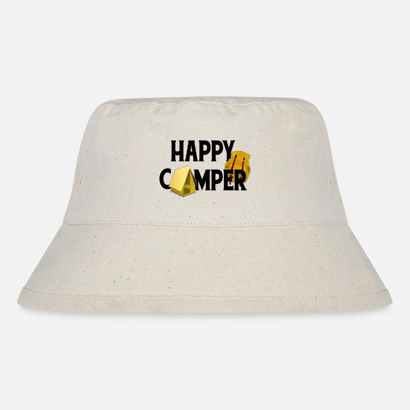 Happy Camper - tent and backpack make you happy! - Stanley/Stella Recycled Bucket Hat - natural