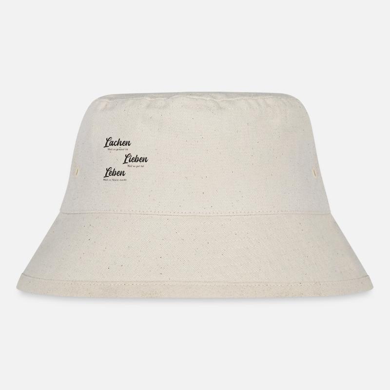 Lachen, Lieben und Leben ist Mensch sein - Stanley/Stella recycelter Bucket Hat - Naturweiß