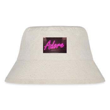Neon-Adore-Schriftzüge auf Brick Wall bei Nacht - Stanley/Stella recycelter Bucket Hat - Naturweiß - Vorne