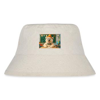 Cute Bear with Glasses in Classroom - Stanley/Stella Recycled Bucket Hat - natural - Front