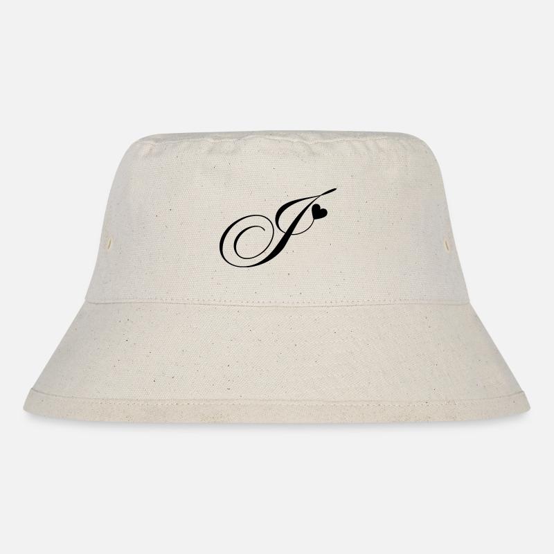 Buchstabe j Kalligraphie Herz - Stanley/Stella recycelter Bucket Hat - Naturweiß