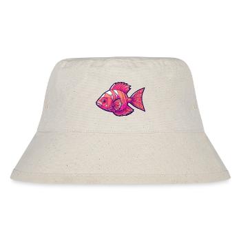 Magenta geometrical fish - Stanley/Stella Recycled Bucket Hat - natural - Front