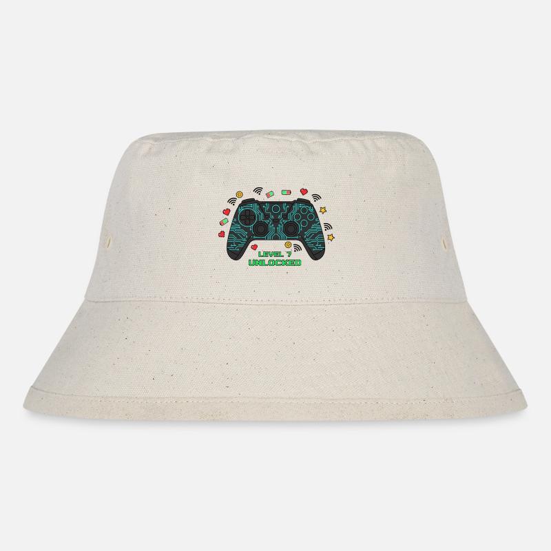 Level 7 Unlocked Gamer Controller - Stanley/Stella Recycled Bucket Hat - natural
