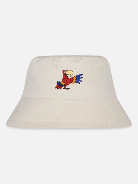 Red Cartoon Macaw - Stanley/Stella Recycled Bucket Hat - natural