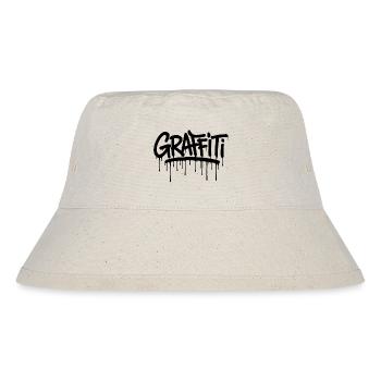 Schwarzes Graffiti-Etikett - Stanley/Stella recycelter Bucket Hat - Naturweiß - Vorne