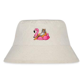 Cool Tiger auf Flamingo-Boje – Sommer-Rig-Design - Stanley/Stella recycelter Bucket Hat - Naturweiß - Vorne
