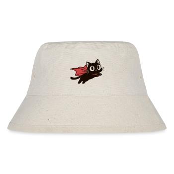 Flying Super Cat | Black cat with cape - Stanley/Stella Recycled Bucket Hat - natural - Front