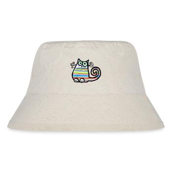 Bunt gestreifte, lustige Katze - handgezeichnet - Stanley/Stella recycelter Bucket Hat - Naturweiß - Vorne