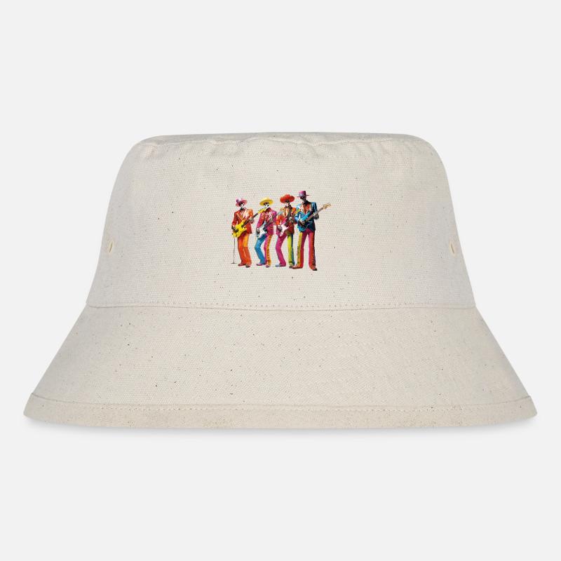 die bunte Skelette-Band - Stanley/Stella recycelter Bucket Hat - Naturweiß