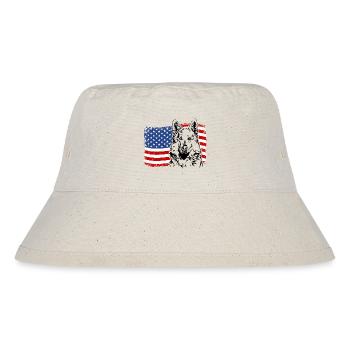 Weisser Schweizer Schäferhund Amerika Fahne Hunde - Stanley/Stella recycelter Bucket Hat - Naturweiß - Vorne