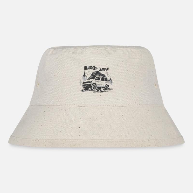 Hardcore Camper Zelten Campervan Transporter KFZ - Stanley/Stella recycelter Bucket Hat - Naturweiß