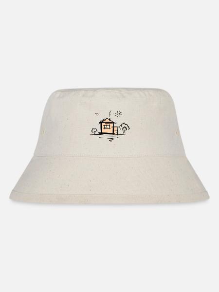 House with trees and sun. Drawing. Scribble. - Stanley/Stella Recycled Bucket Hat - natural