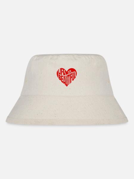 Herz Spruch Zitat Life is beautiful - Stanley/Stella recycled bucket hat - råhvid