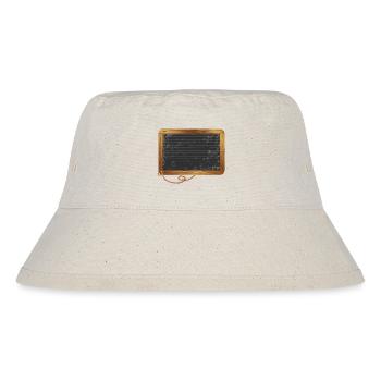 leere schwarze Schiefertafel zum beschriften - Stanley/Stella recycelter Bucket Hat - Naturweiß - Vorne