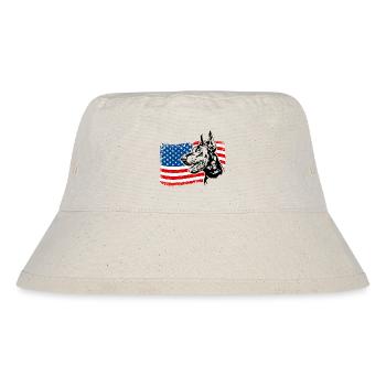 Dobermann Amerika Fahne Hunde Dobie Wilsigns - Stanley/Stella recycelter Bucket Hat - Naturweiß - Vorne