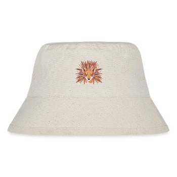 Fuchs Häuptling mit Federschmuck in warmen Farben - Stanley/Stella recycelter Bucket Hat - Naturweiß - Vorne