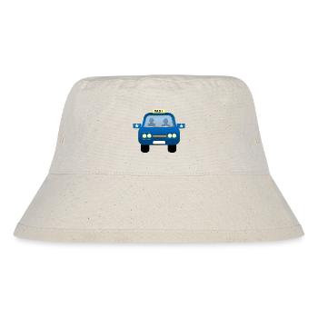 Blaues Taxi Front Karikatur - Stanley/Stella recycelter Bucket Hat - Naturweiß - Vorne