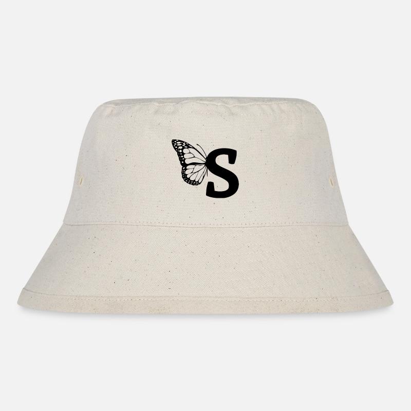 Buchstabe S Schmetterling - Stanley/Stella recycelter Bucket Hat - Naturweiß