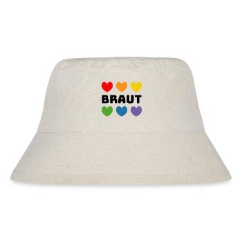 Regenbogenherzchen Braut schwarz - Stanley/Stella recycelter Bucket Hat - Naturweiß - Vorne