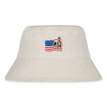 Dobermann Amerika Fahne Hunde Dobie Wilsigns - Stanley/Stella recycelter Bucket Hat - Naturweiß - Vorne