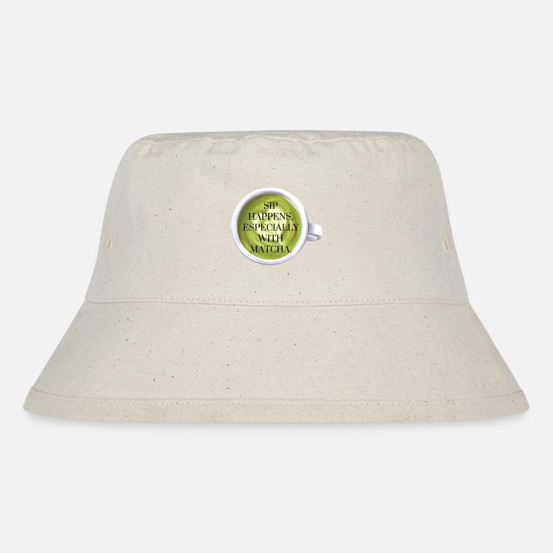 Sip Happens with Matcha - Stanley/Stella recycelter Bucket Hat - Naturweiß