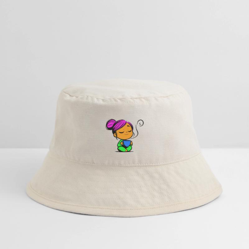 Tassmine enspannt mit einer Tasse Tee oder Kaffee Stanley/Stella recycelter Bucket Hat