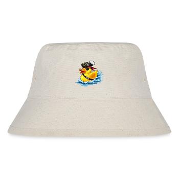 Freche Gummiente im Piratenlook mit Augenklappe - Stanley/Stella recycelter Bucket Hat - Naturweiß - Vorne