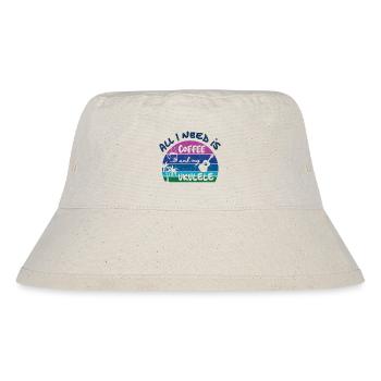 All I need is coffee and my Ukulele - retro sunset - Stanley/Stella recycelter Bucket Hat - Naturweiß - Vorne
