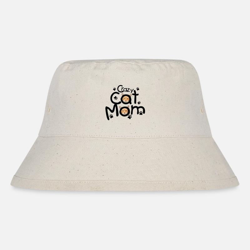 Crazy Cat Mom - Stanley/Stella recycelter Bucket Hat - Naturweiß
