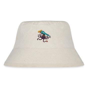 Octopus with blue school cone and pen - Stanley/Stella Recycled Bucket Hat - natural - Front