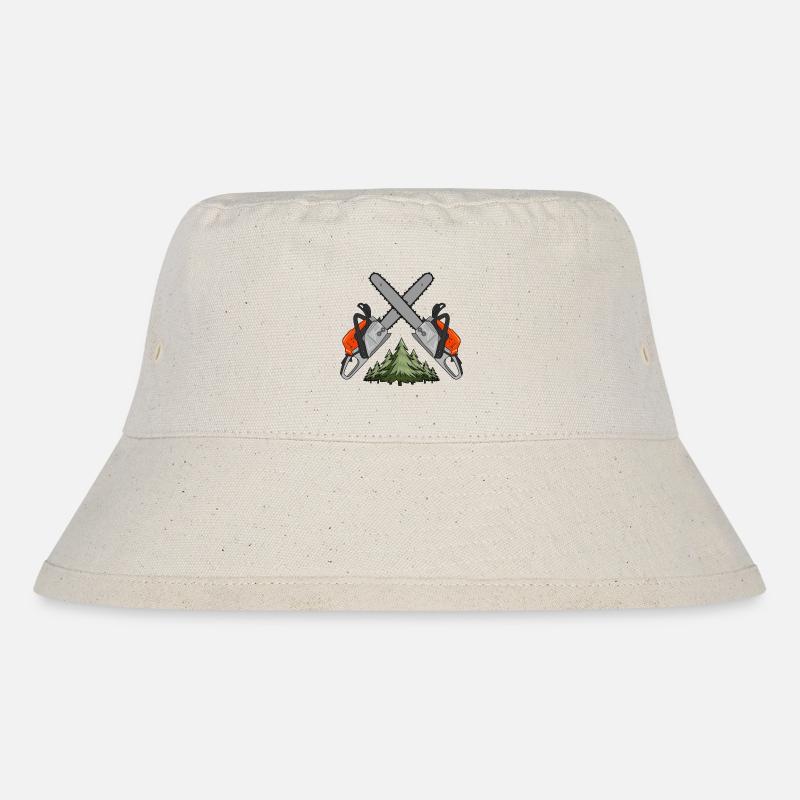 Kettensäge Cross Wald - Stanley/Stella recycelter Bucket Hat - Naturweiß